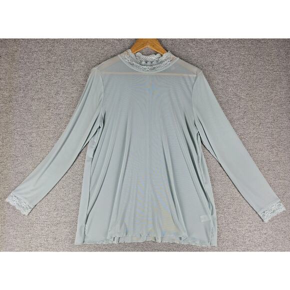 LOGO LAYERS WOMEN’S LIGHT BLUE LONG SLEEVE LACE COLLAR BLOUSE – SIZE LARGE - Picture 3 of 10